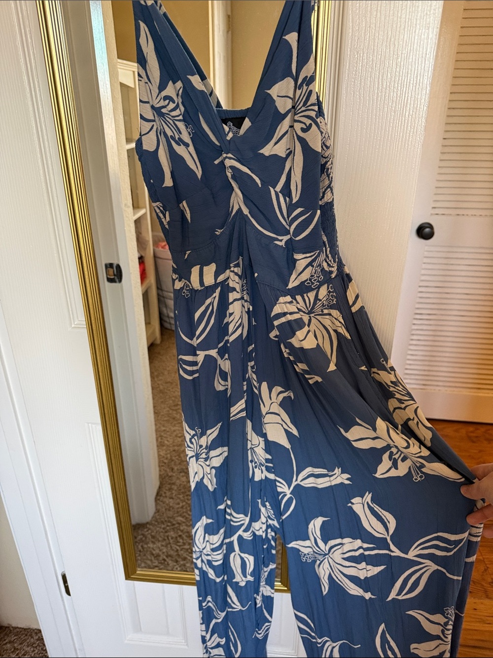 Navy and Cream Floral Jumpsuit